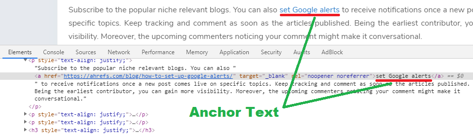 Anchor Text in HTML